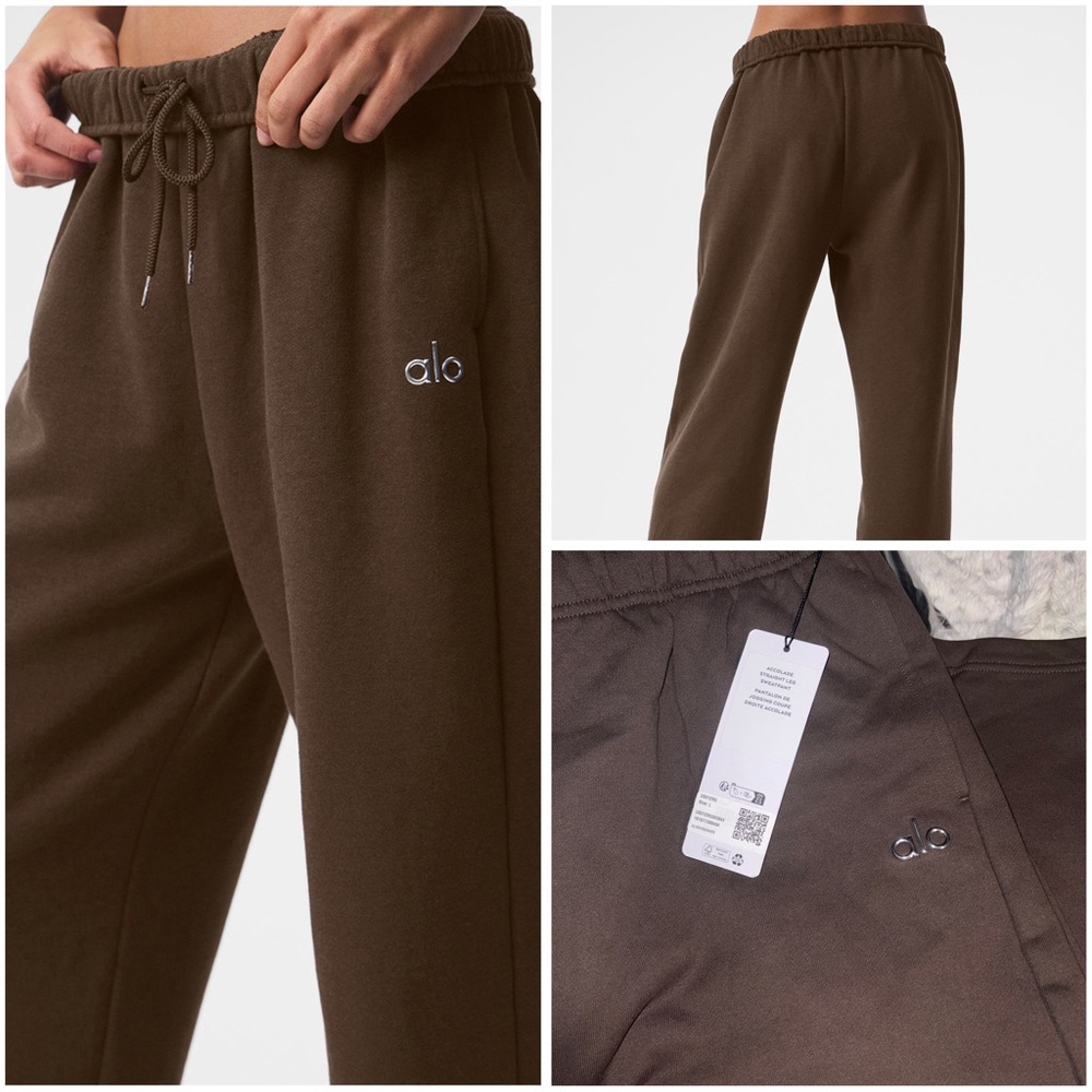 ALO Yoga Women's Straight Leg Pants in Chocolate Brown
